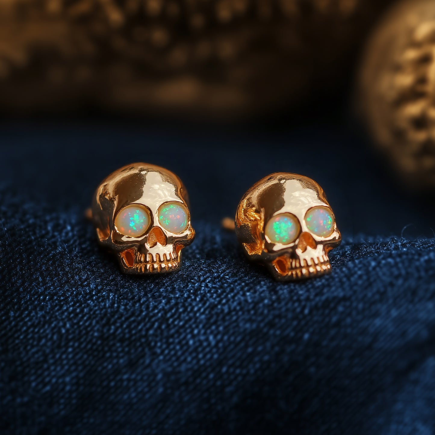 Skull Opal Stud Earrings