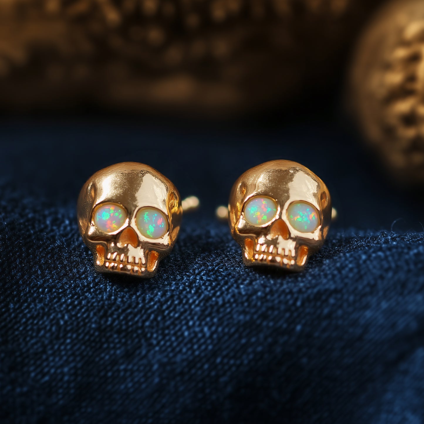 Skull Opal Stud Earrings