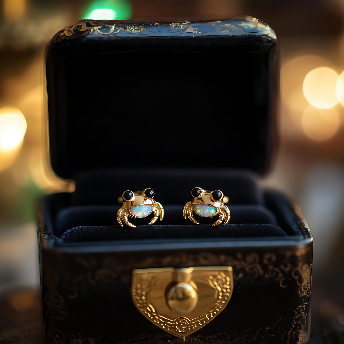 Crab Opal Stud Earrings