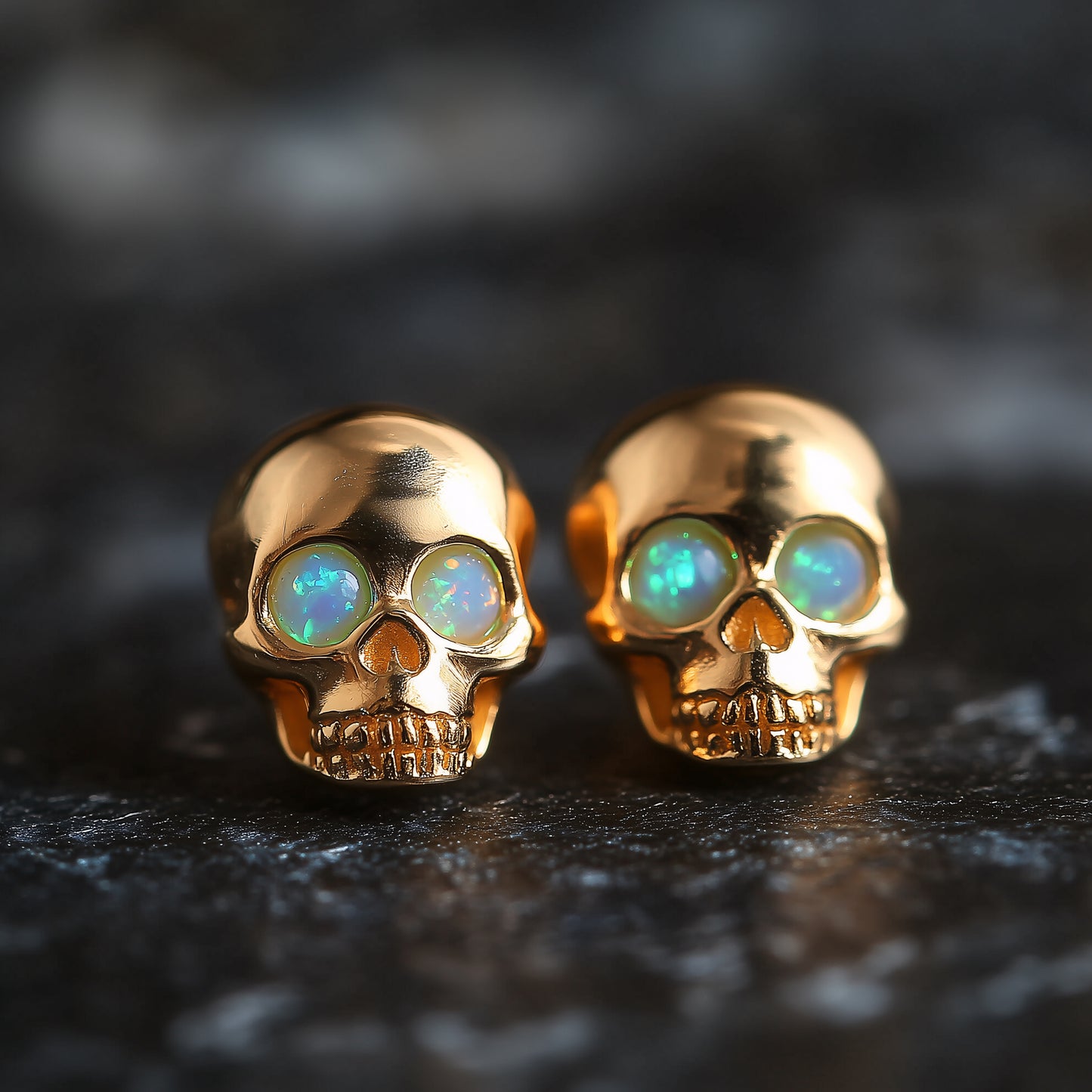 Skull Opal Stud Earrings