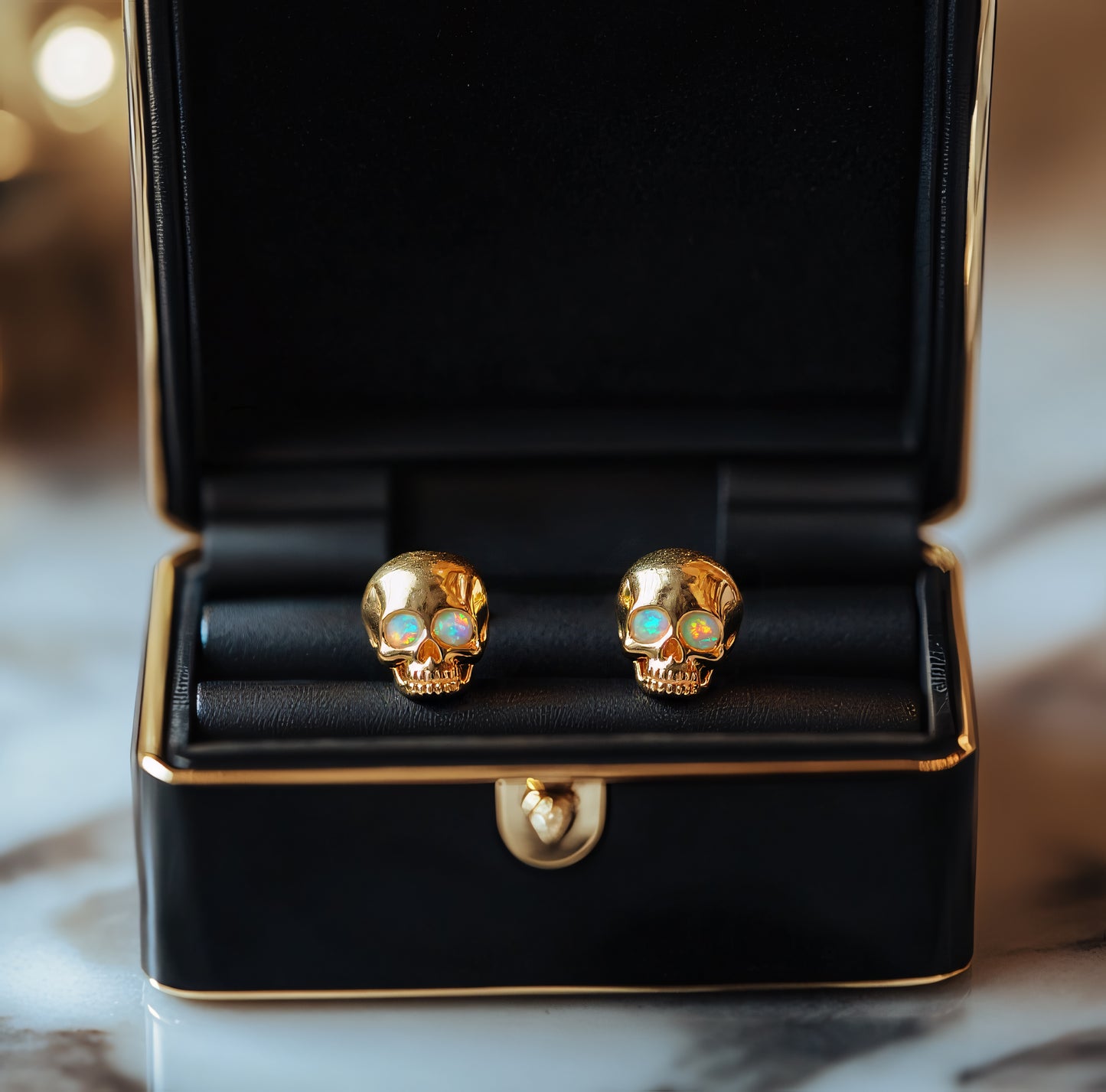 Skull Opal Stud Earrings