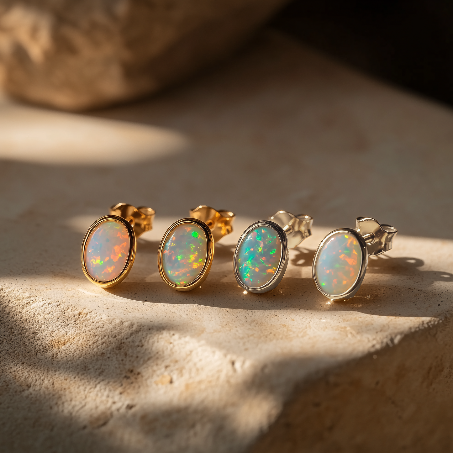 Oval Opal Stud Earrings