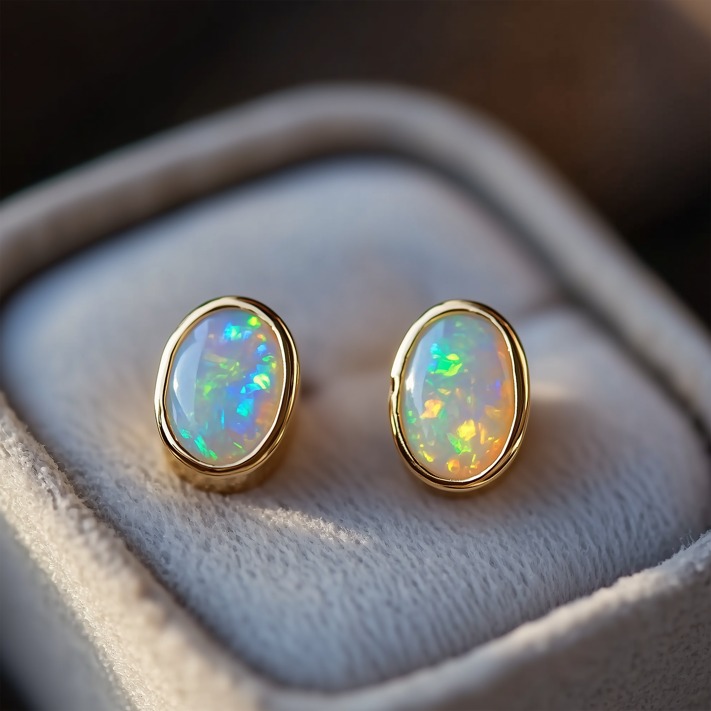 Oval Opal Stud Earrings