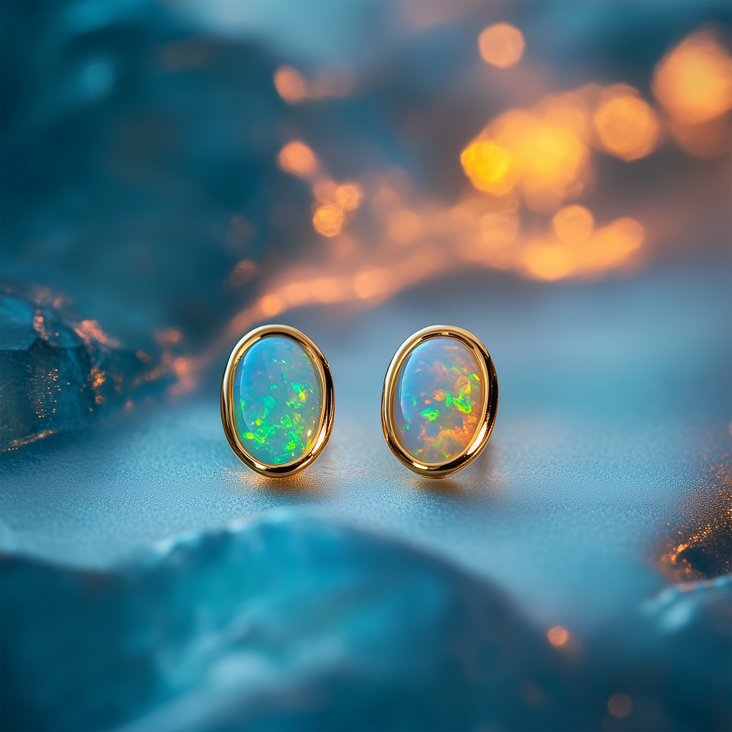 Oval Opal Stud Earrings