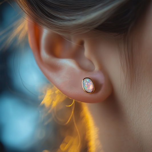 Oval Opal Stud Earrings