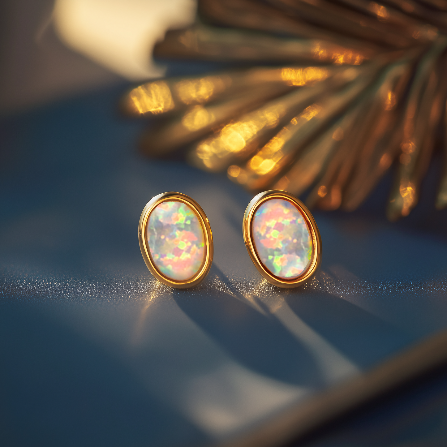 Oval Opal Stud Earrings