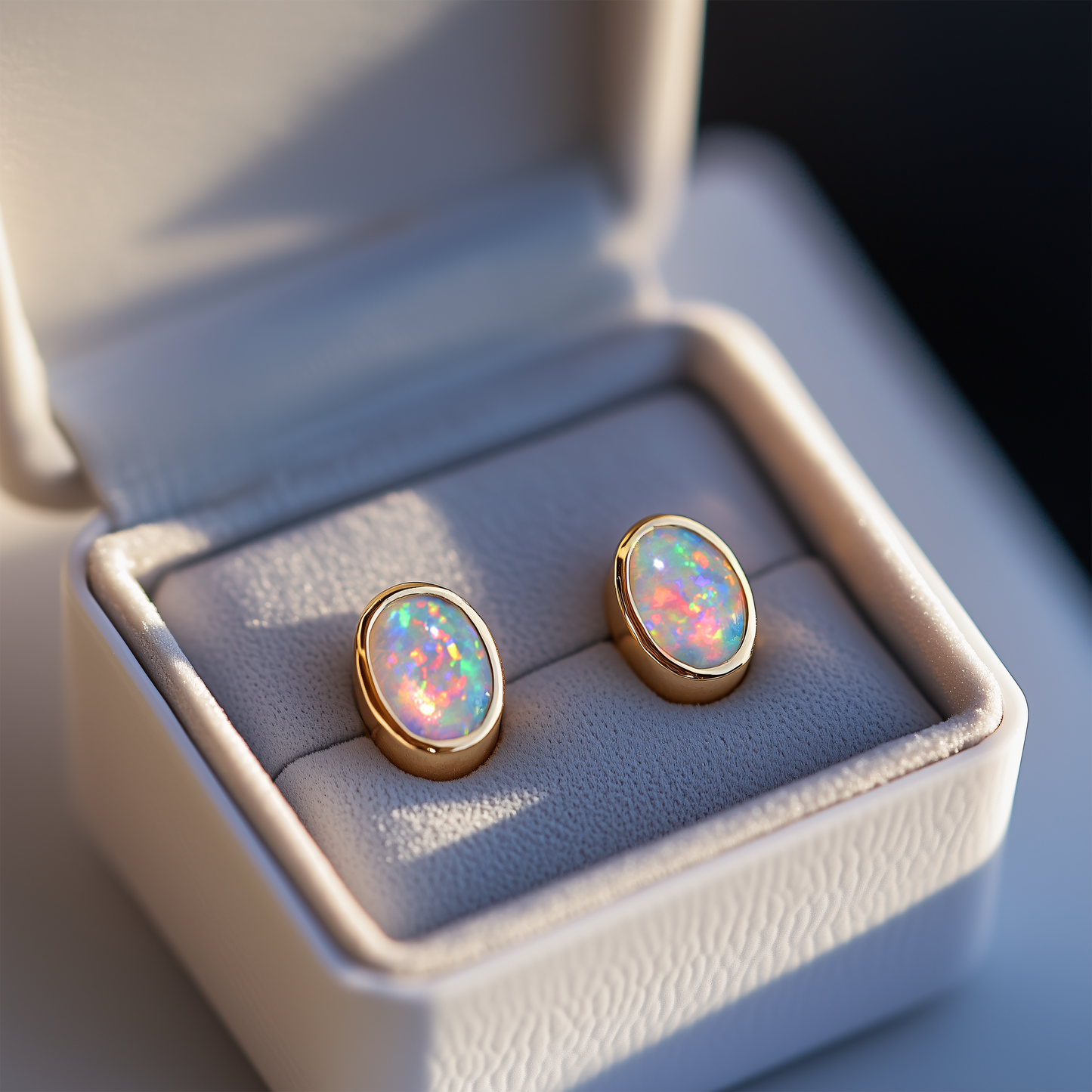 Oval Opal Stud Earrings