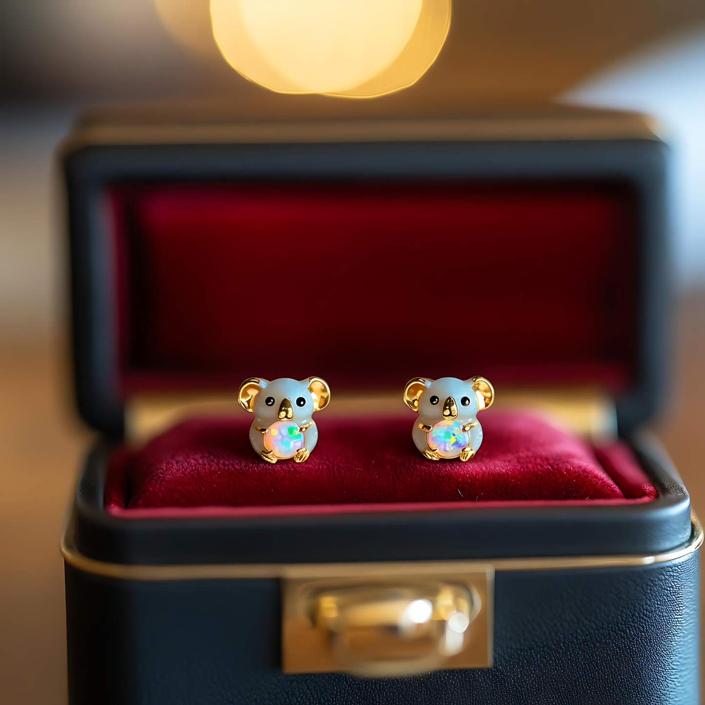 White Koala Opal Stud Earrings