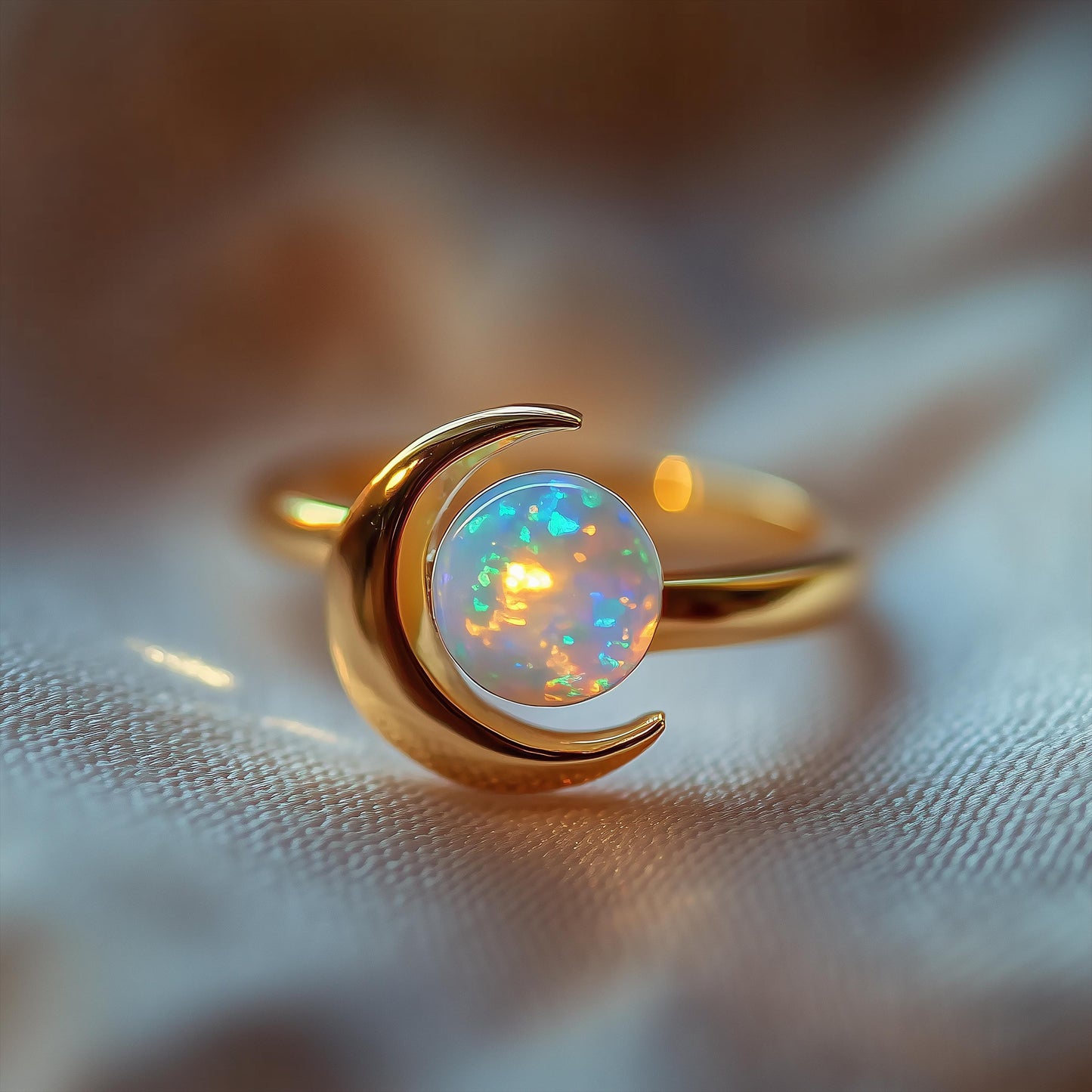 Opal Moon Adjustable Ring