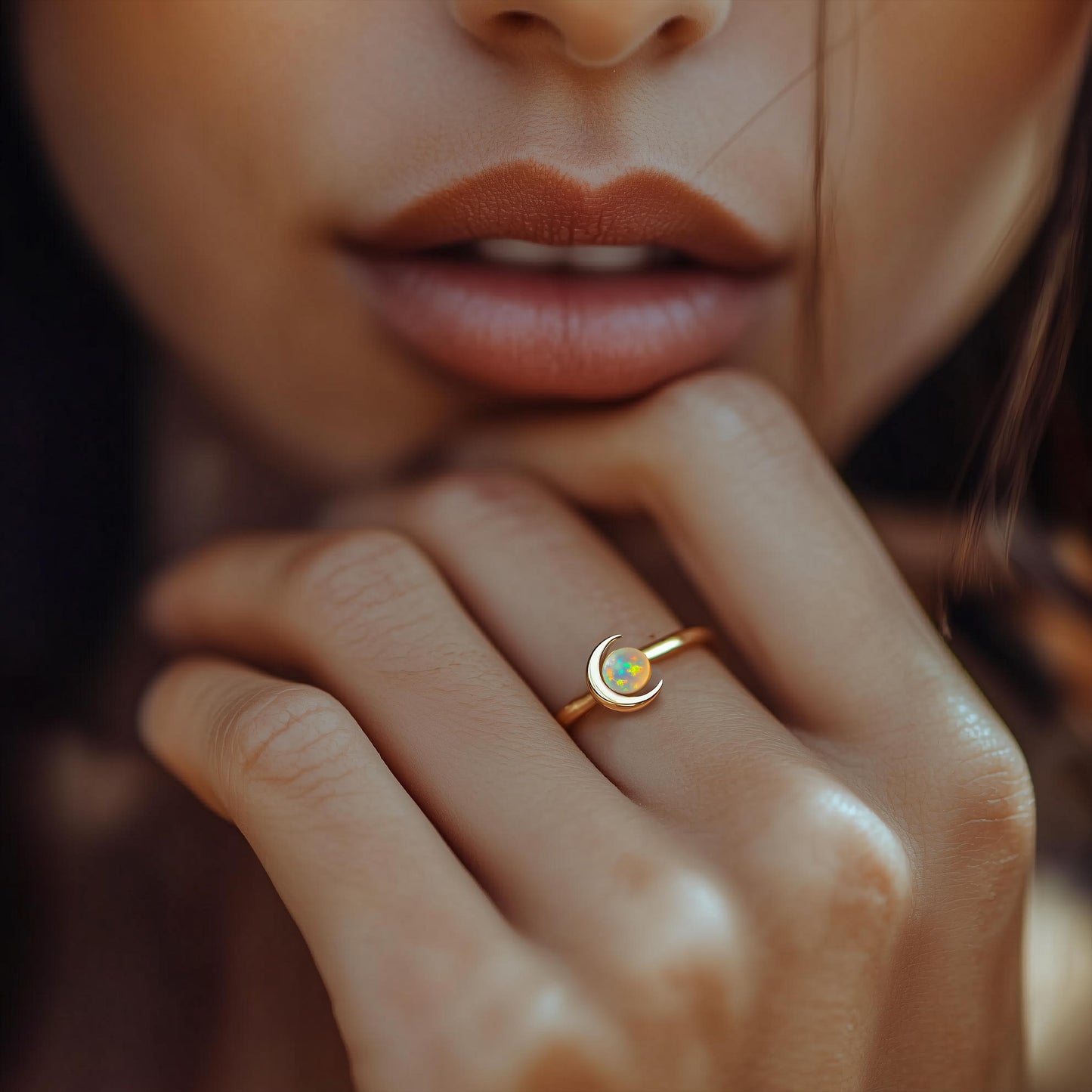 Opal Moon Adjustable Ring
