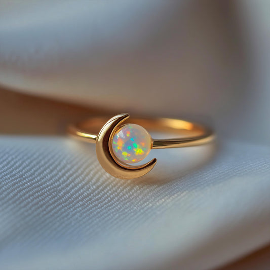 Opal Moon Adjustable Ring