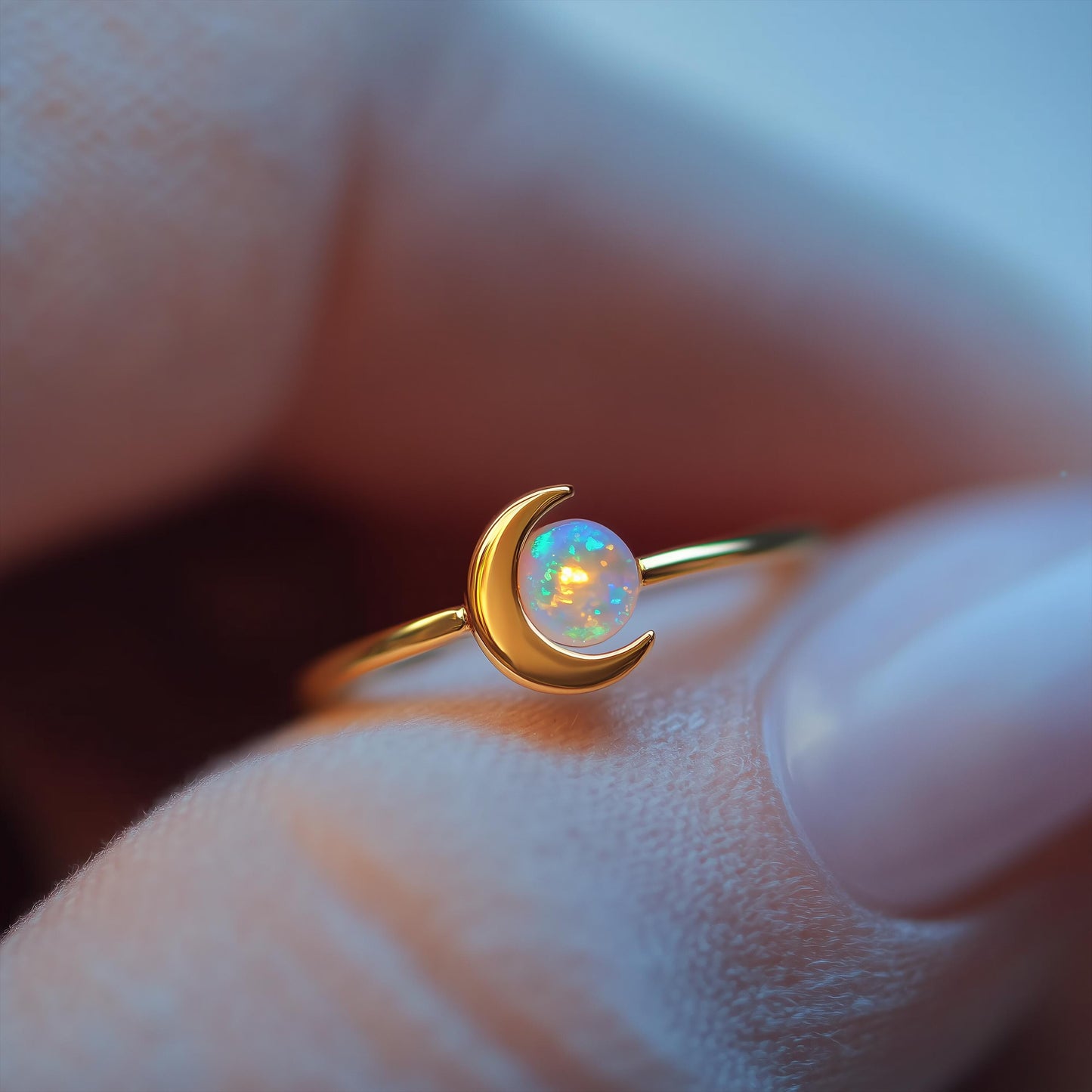 Opal Moon Adjustable Ring