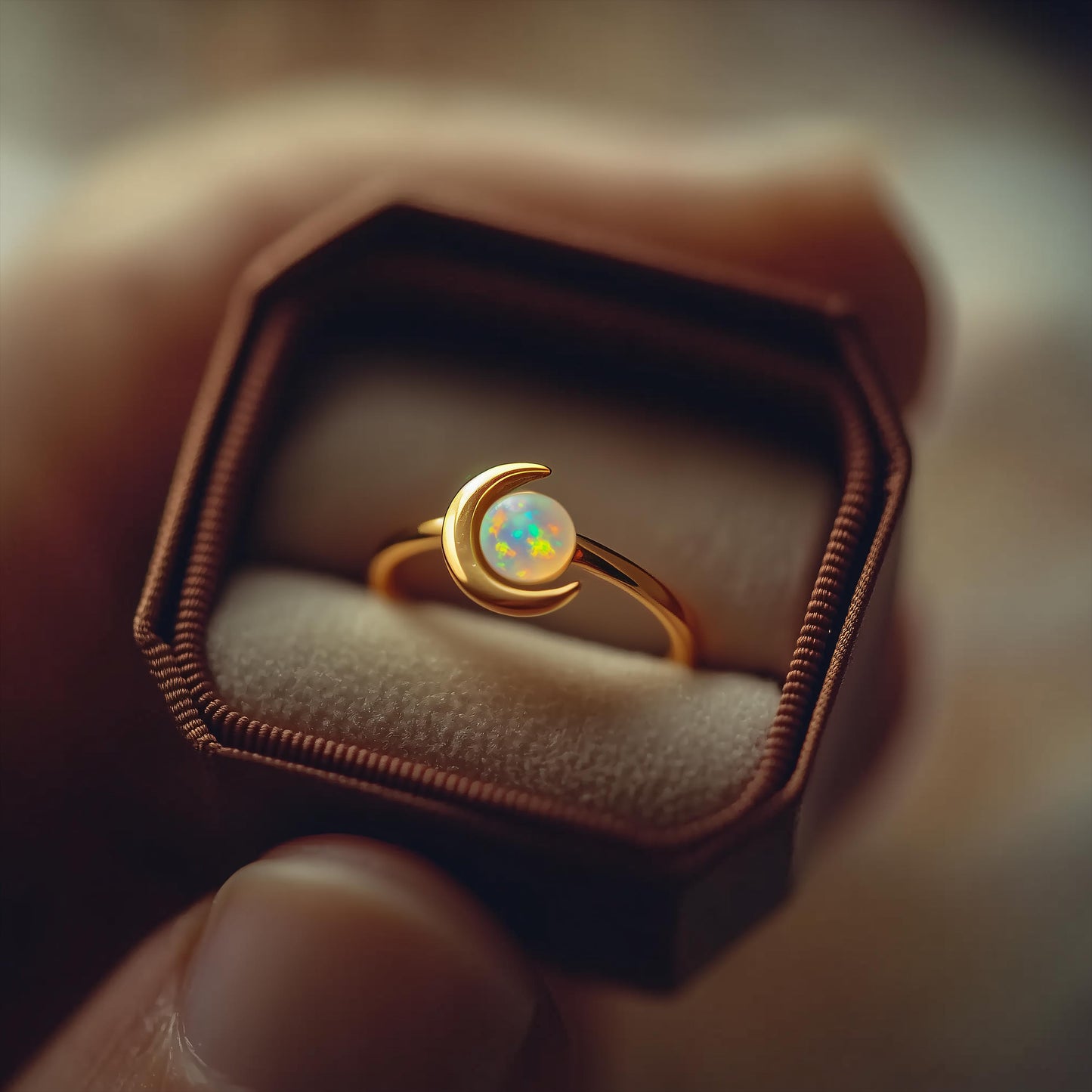 Opal Moon Adjustable Ring