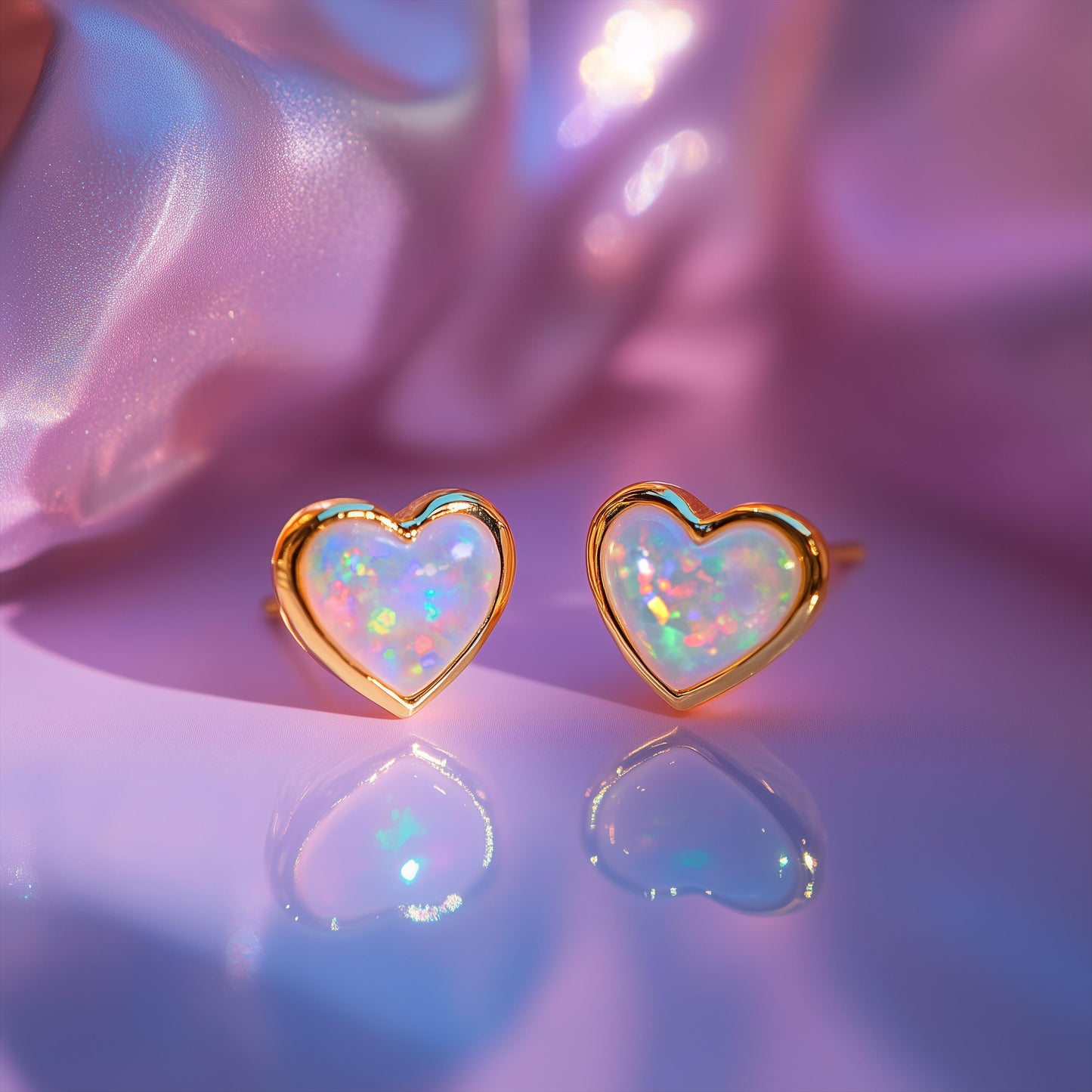 Heart Opal Stud Earrings