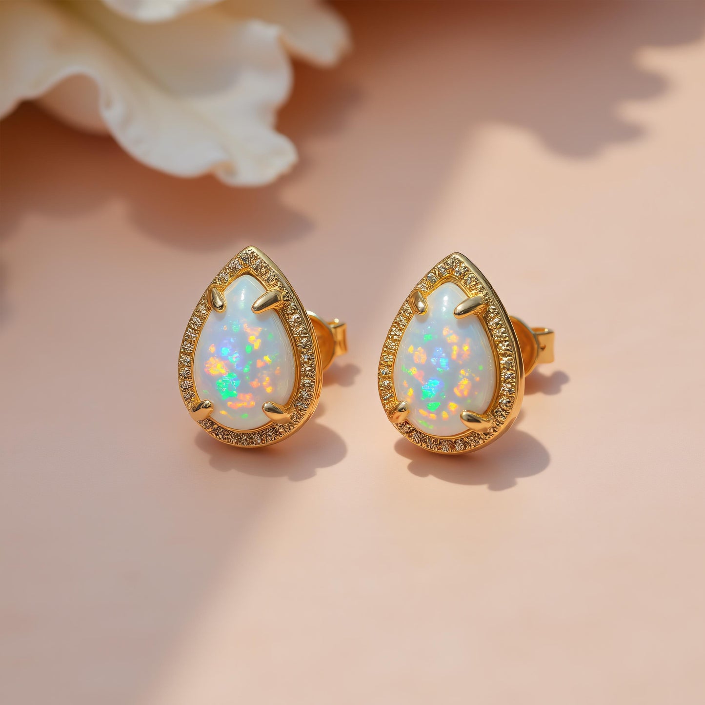 Opal Droplet Stud Earrings