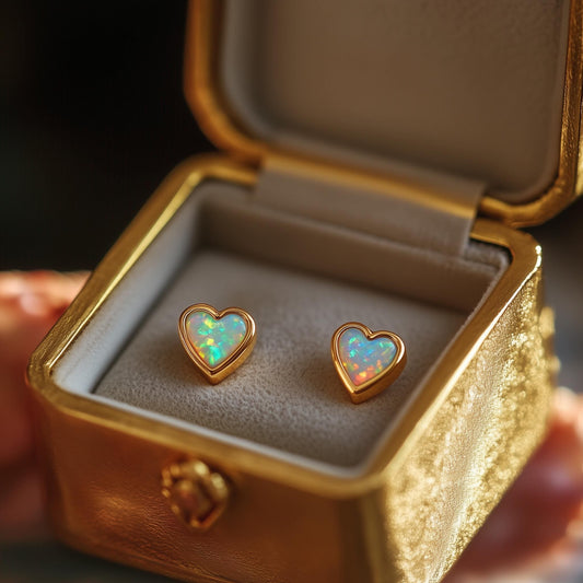 Heart Opal Stud Earrings