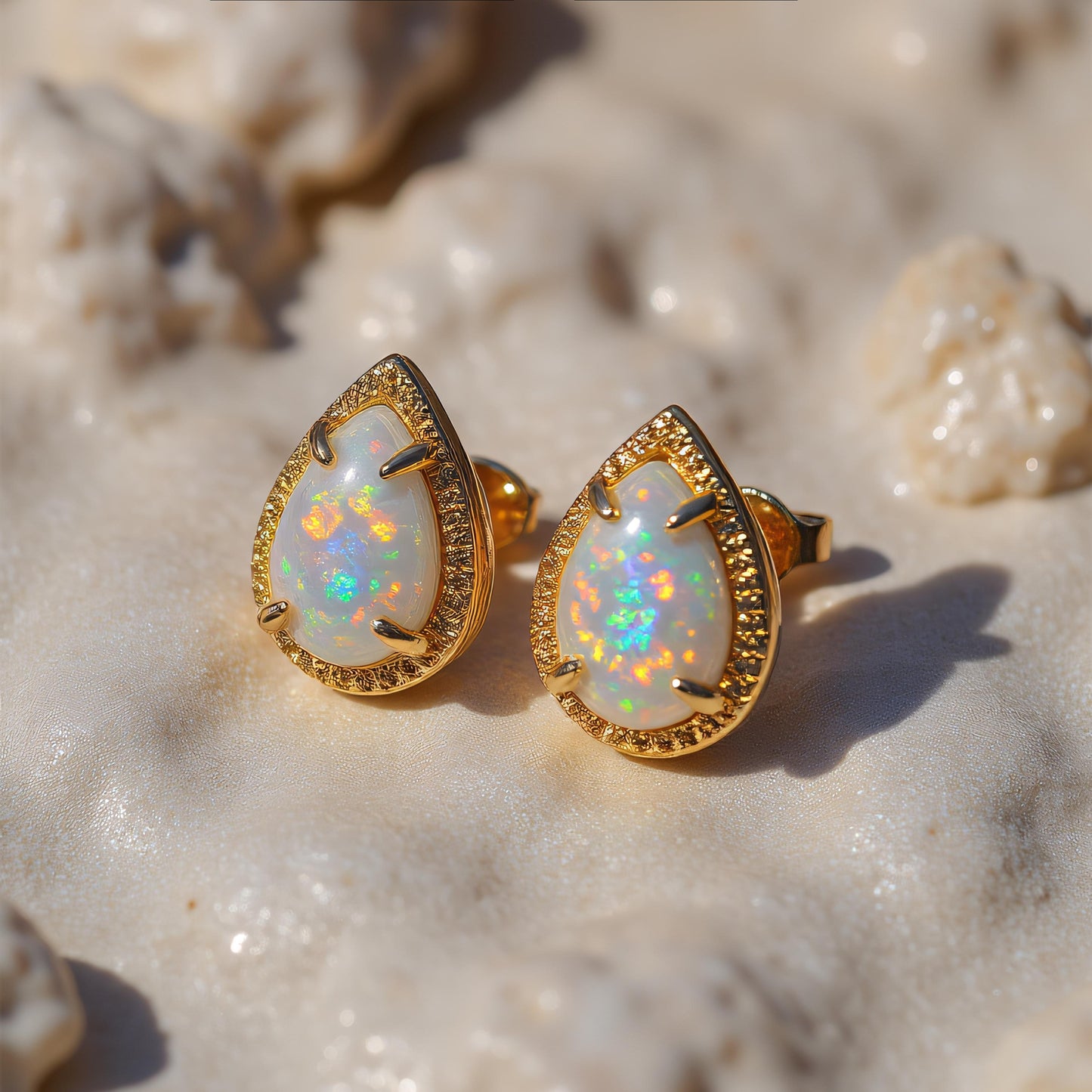Opal Droplet Stud Earrings