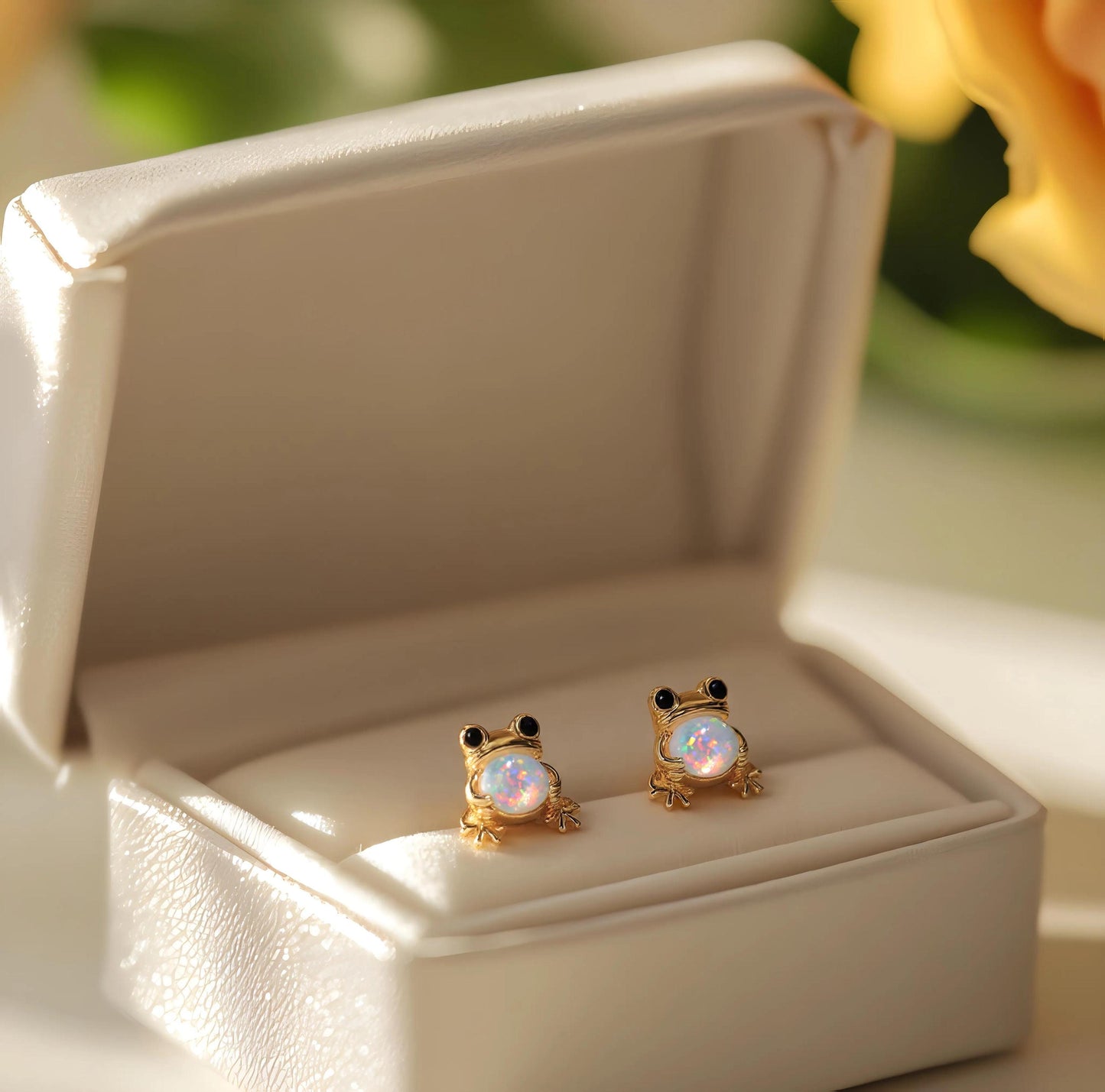 Frog Opal Stud Earrings