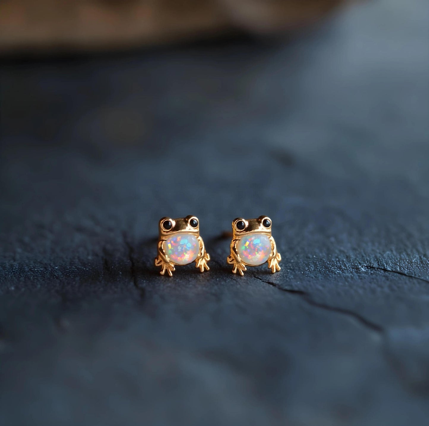 Frog Opal Stud Earrings