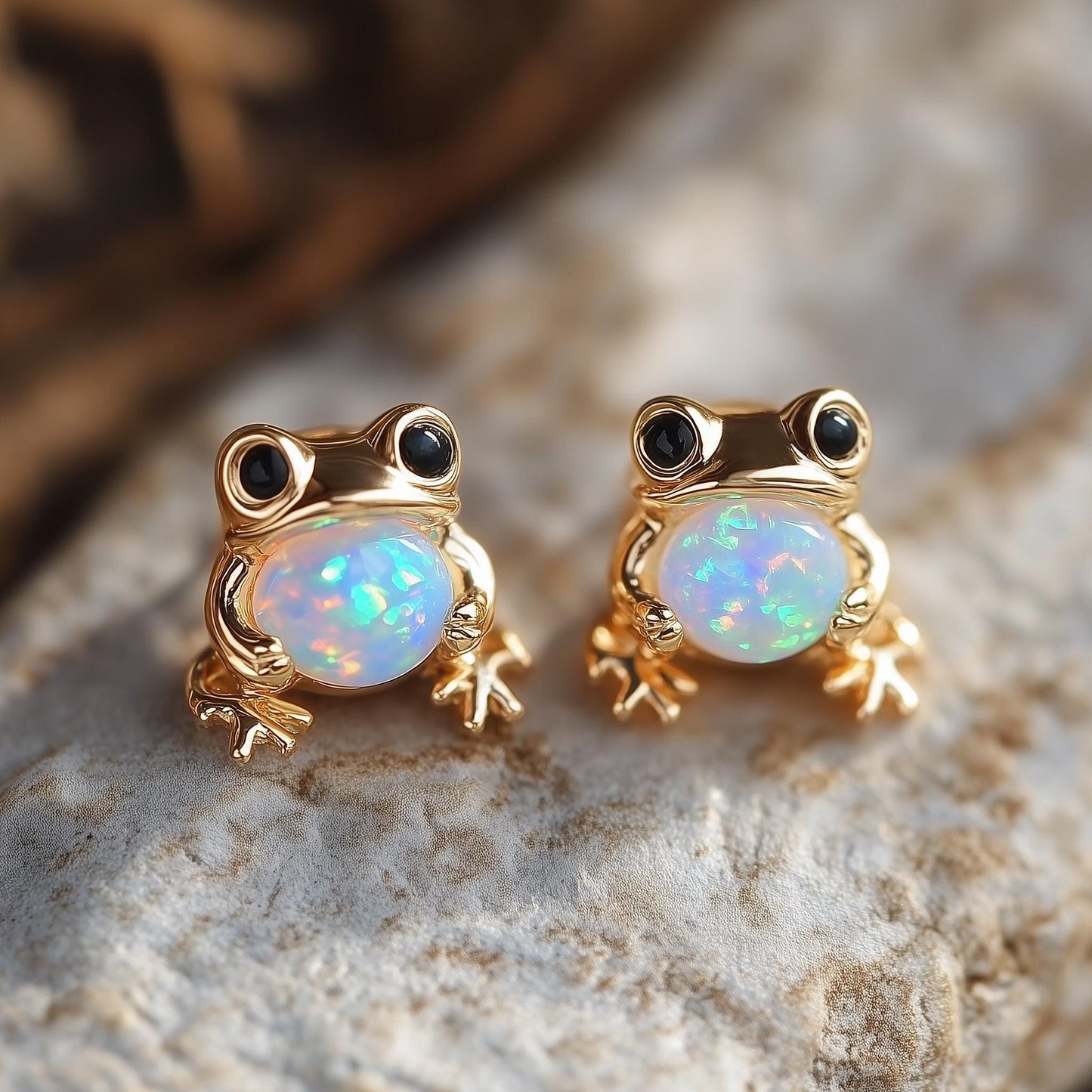 Frog Opal Stud Earrings