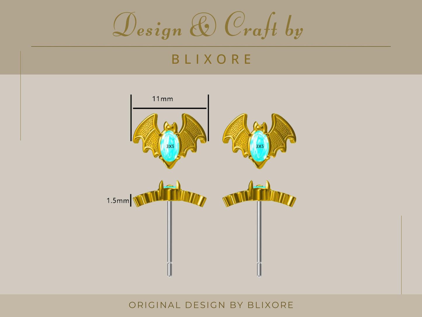 Bat Opal Stud Earrings