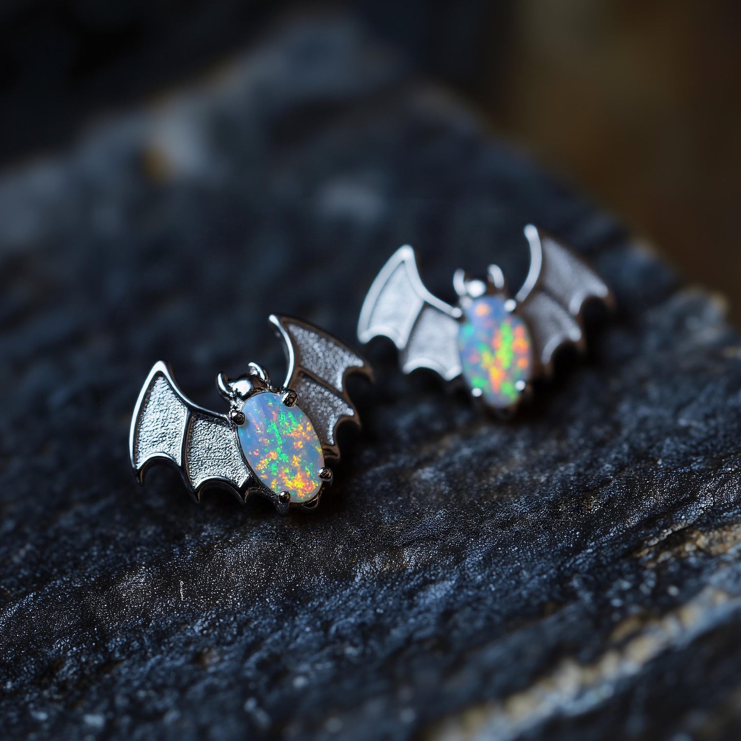Bat Opal Stud Earrings