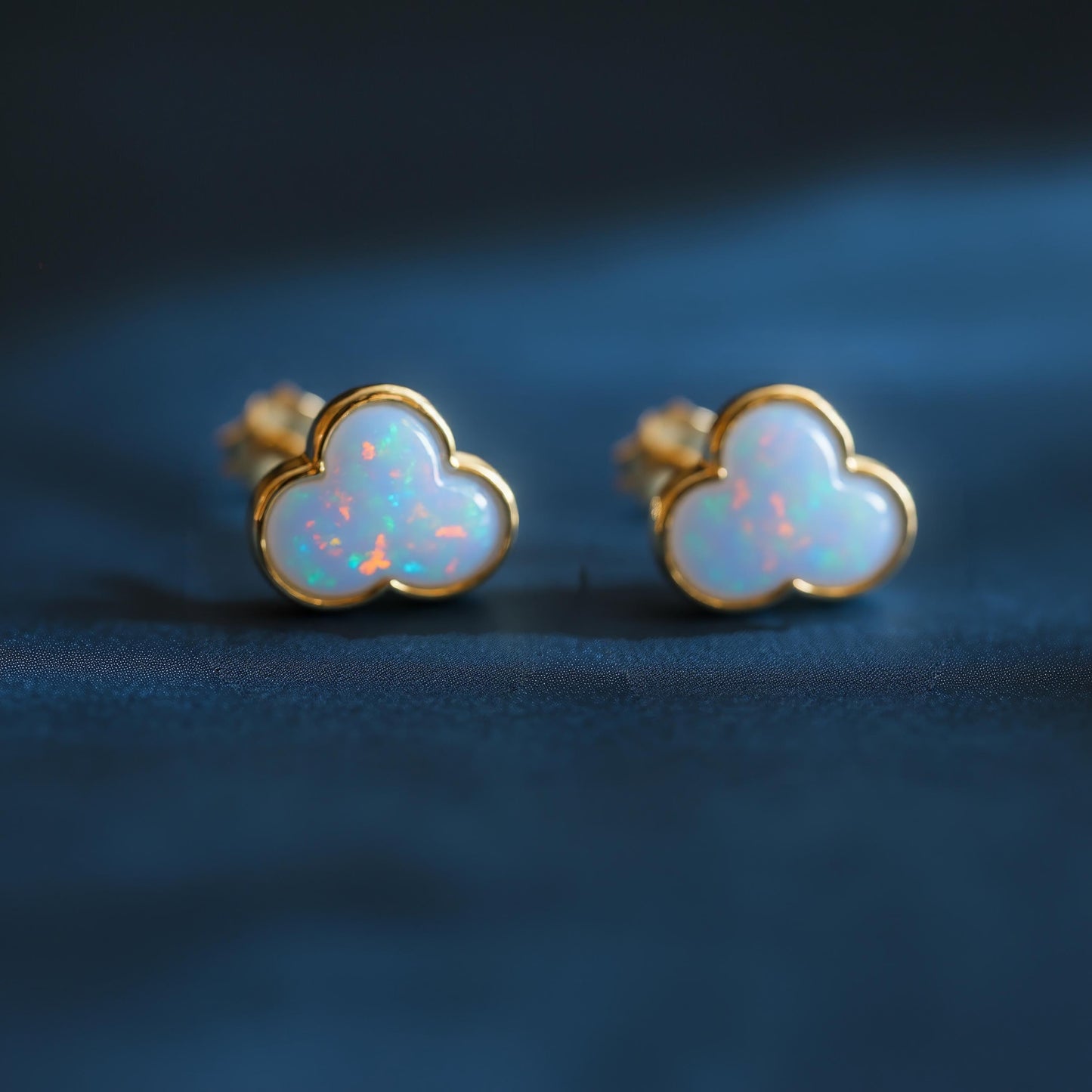 Cloud Opal Stud Earrings