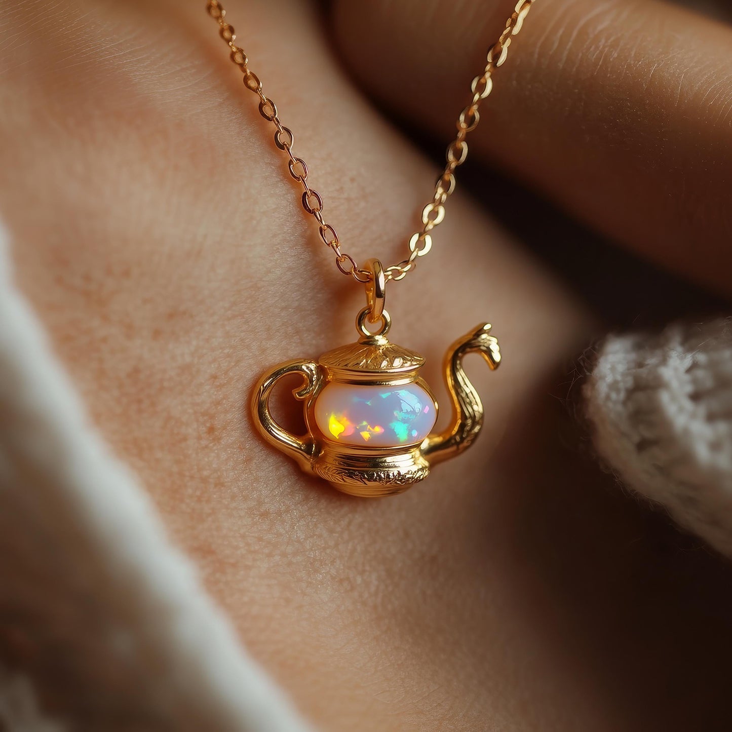 Genie Lamp Opal Necklace