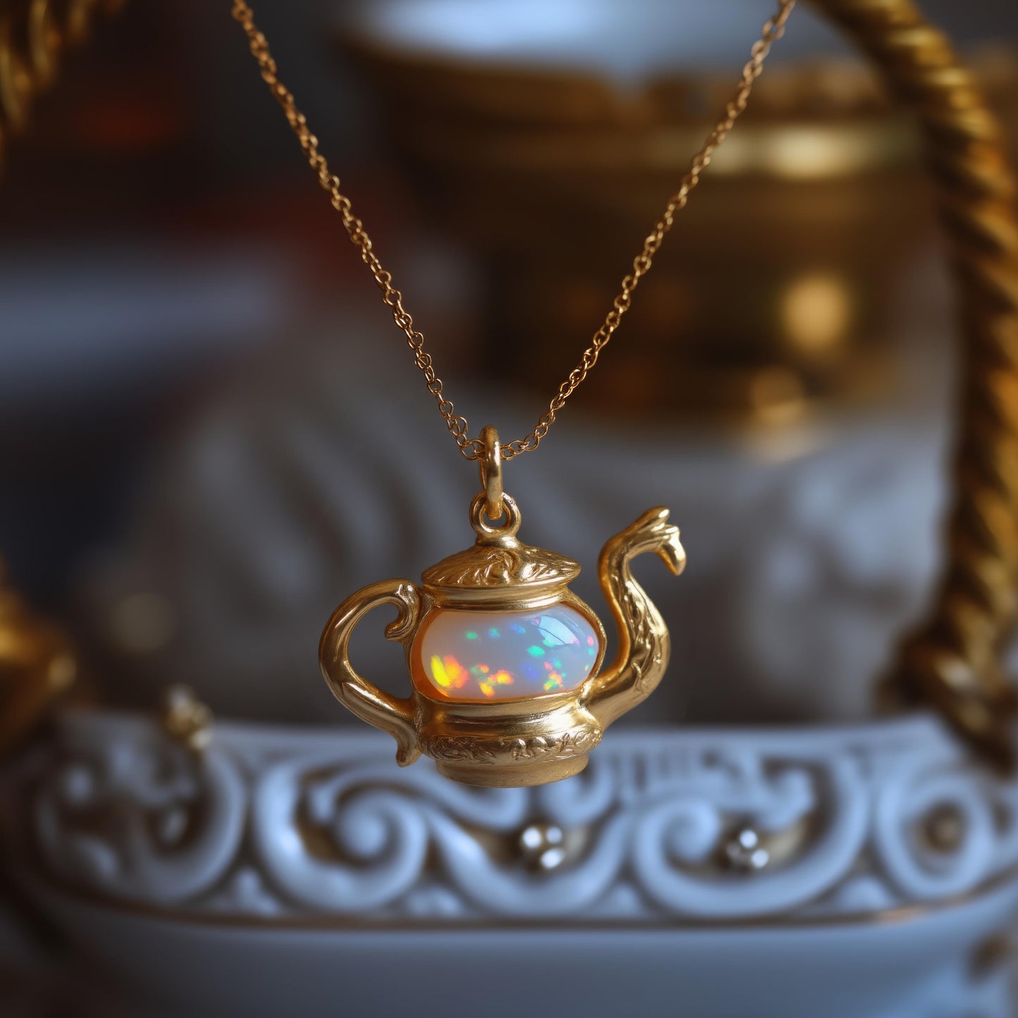 Genie Lamp Opal Necklace