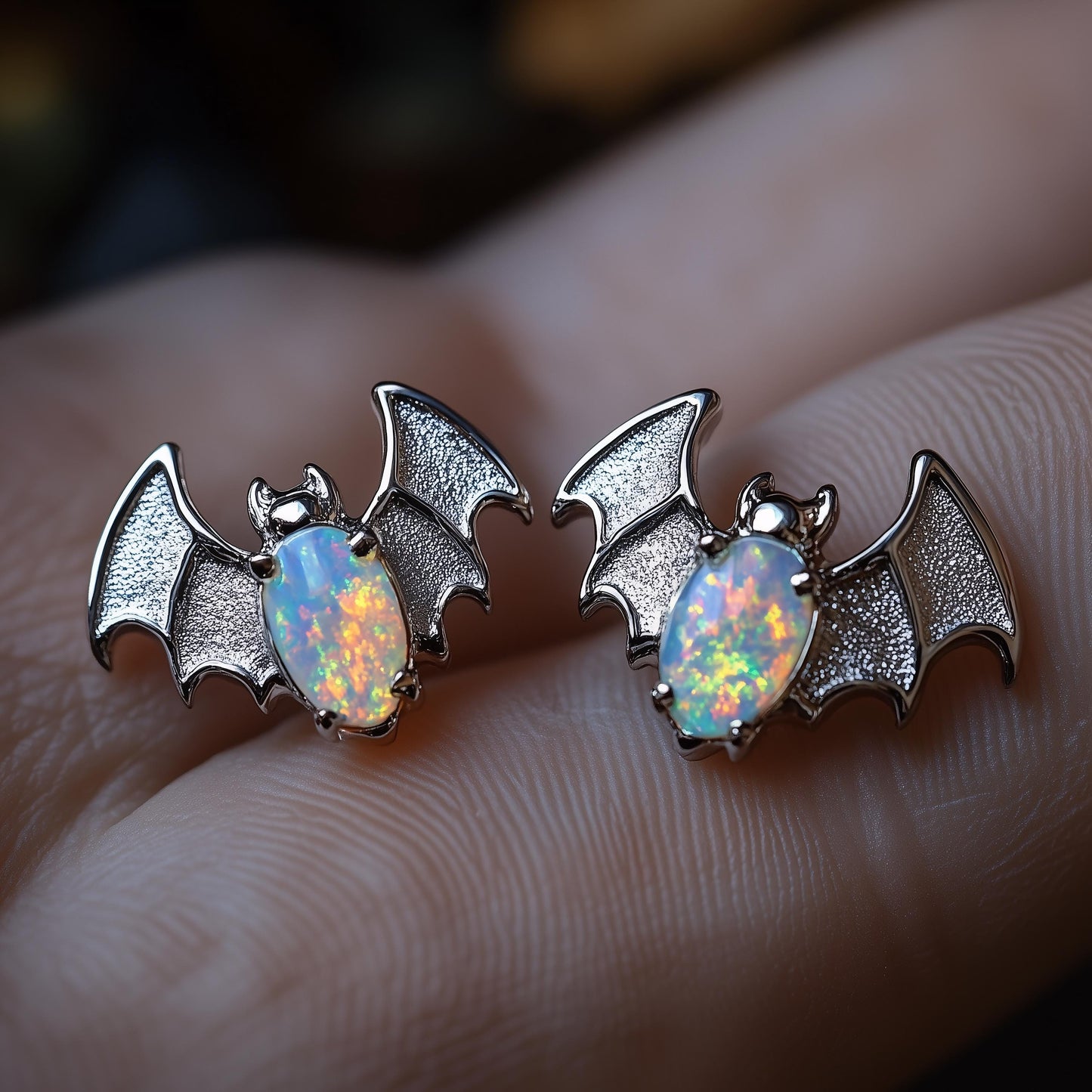 Bat Opal Stud Earrings