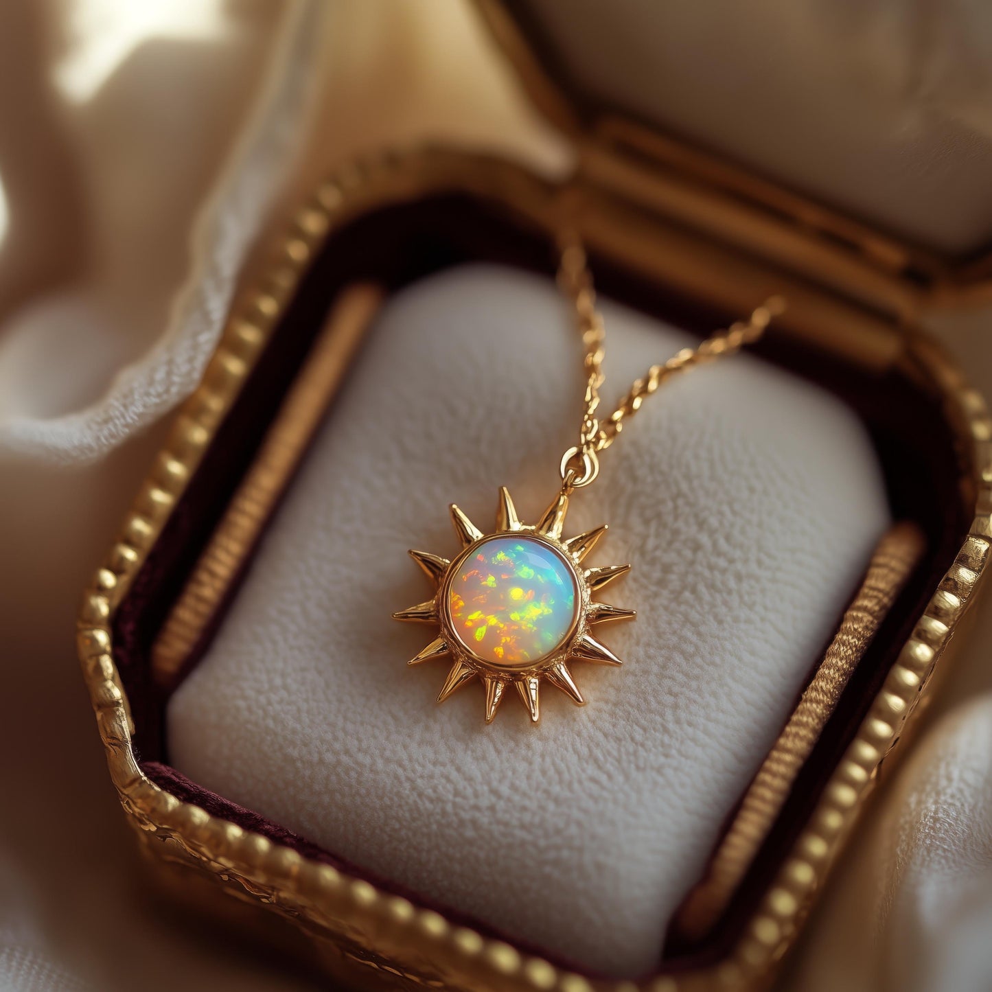 Dainty Opal Sun Necklace