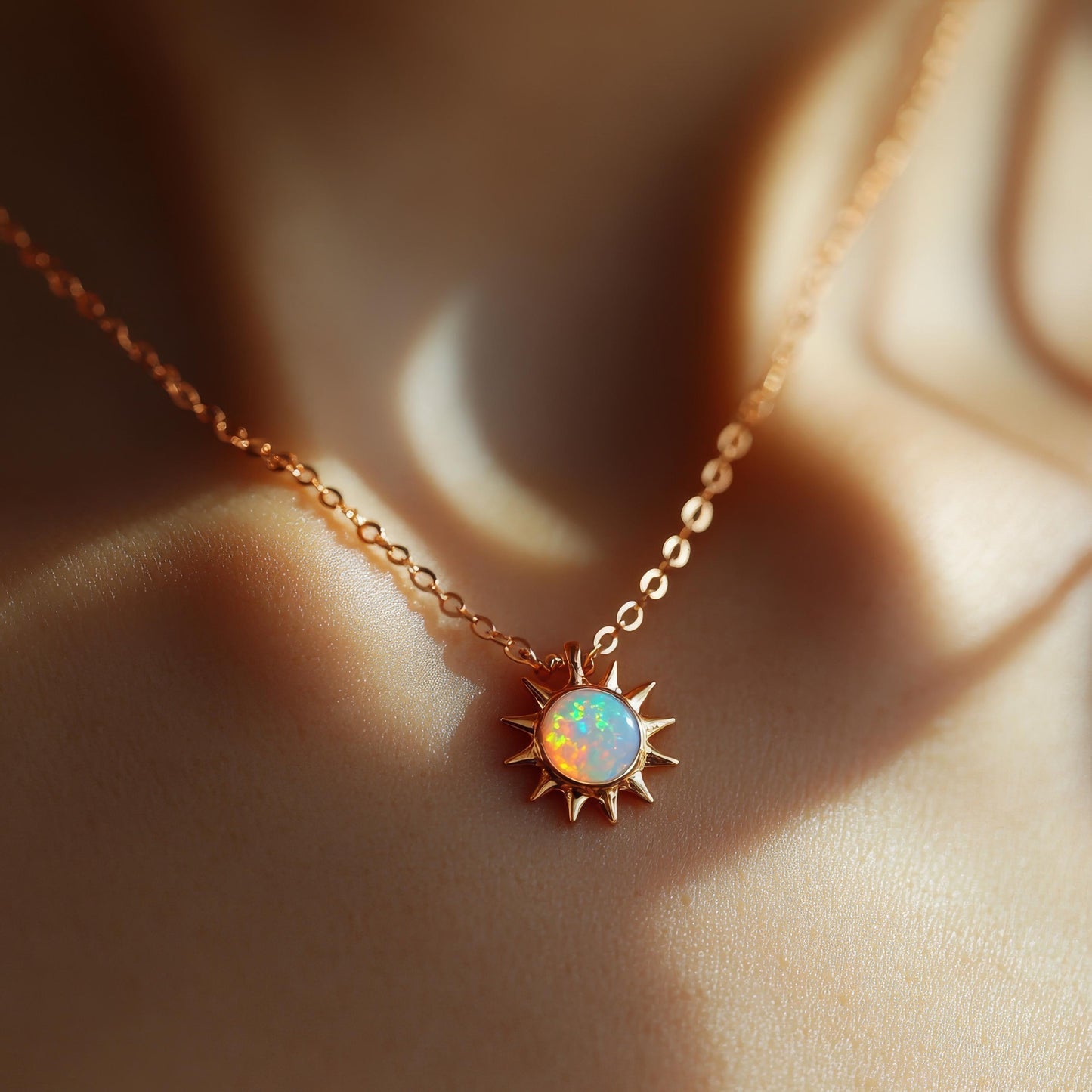 Dainty Opal Sun Necklace