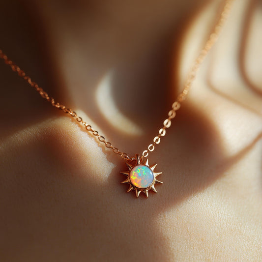 Dainty Opal Sun Necklace