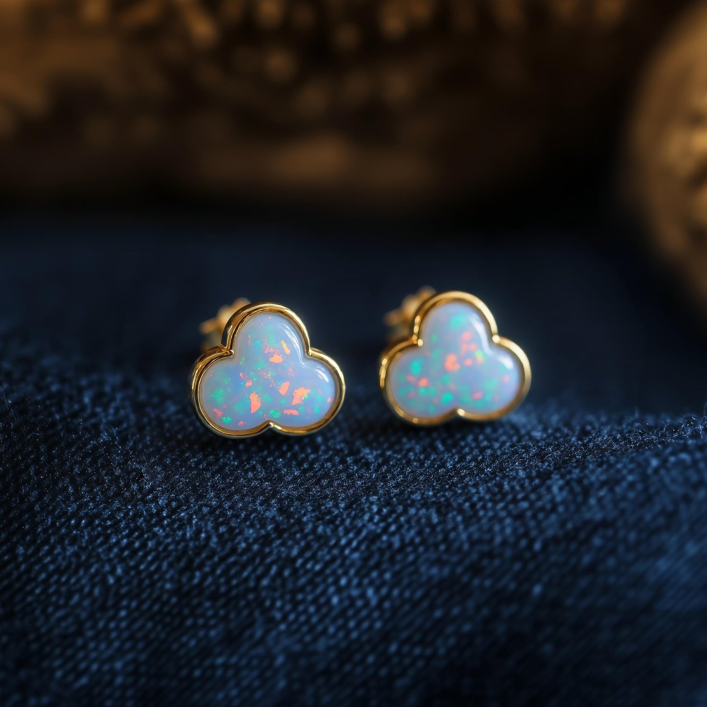 Cloud Opal Stud Earrings