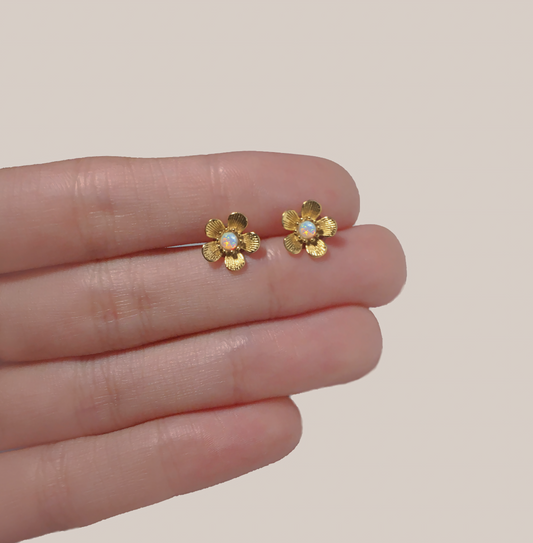 Opal Flower Stud Earrings