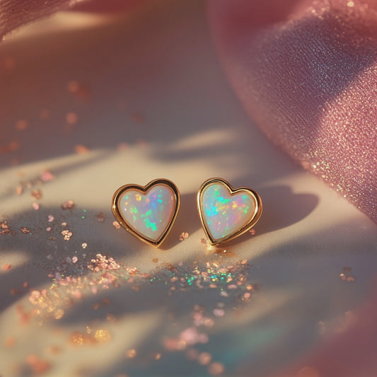 Heart Opal Stud Earrings