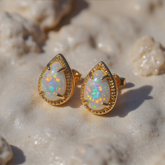 Opal Droplet Stud Earrings