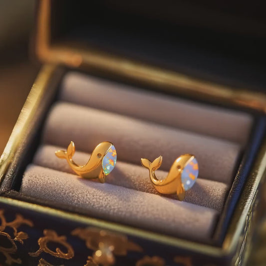 Whale Opal Stud Earrings