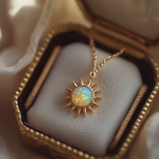 Dainty Opal Sun Necklace