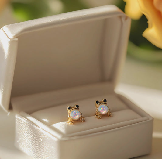 Frog Opal Stud Earrings
