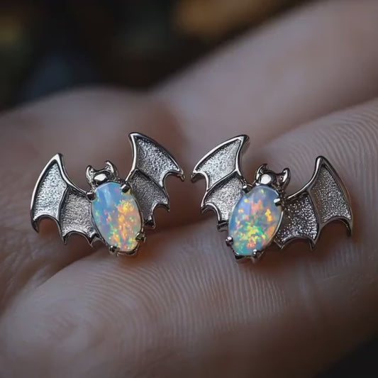 Bat Opal Stud Earrings