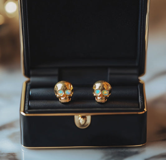 Skull Opal Stud Earrings