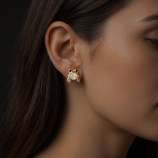 Frog Opal Stud Earrings