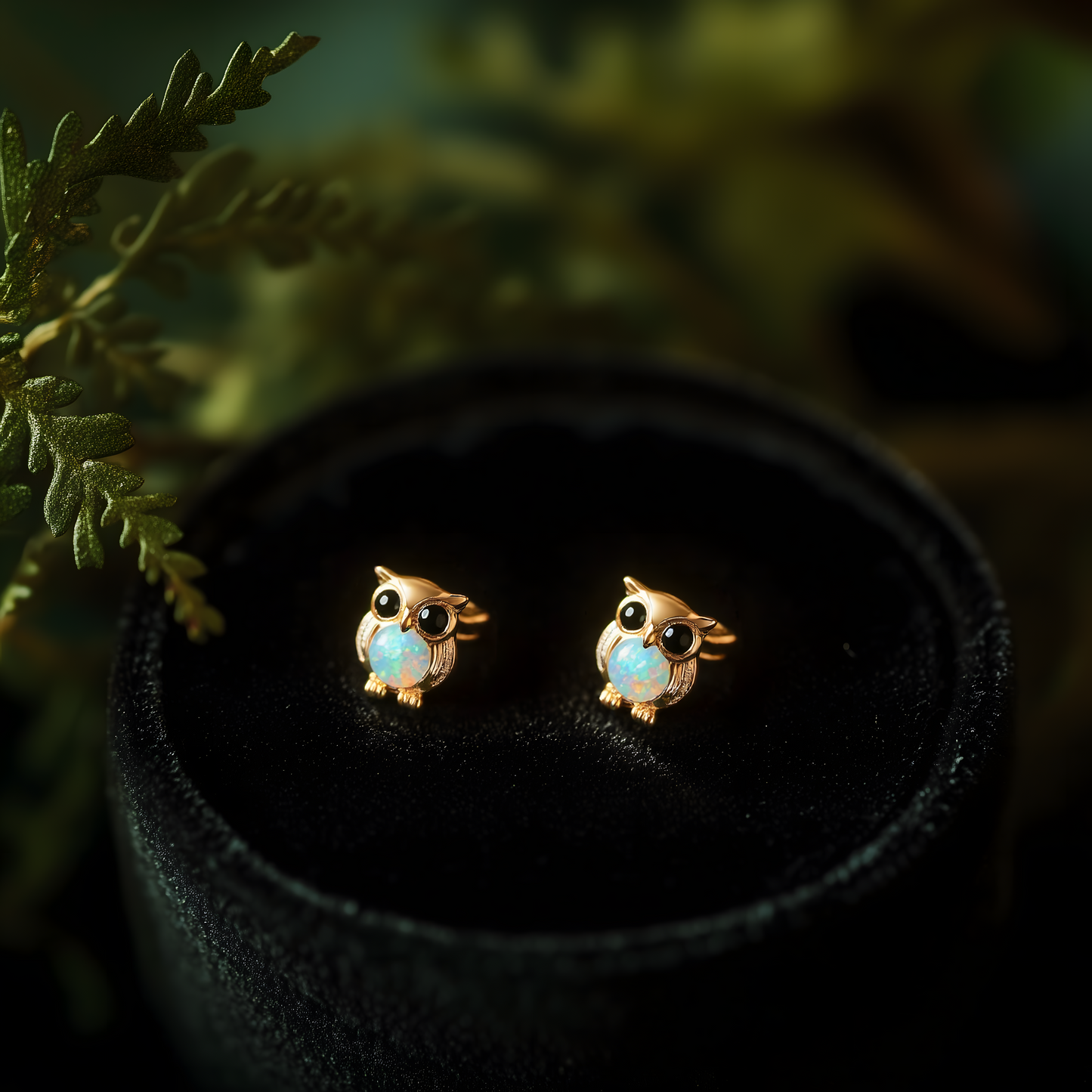 Owl Opal Stud Earrings