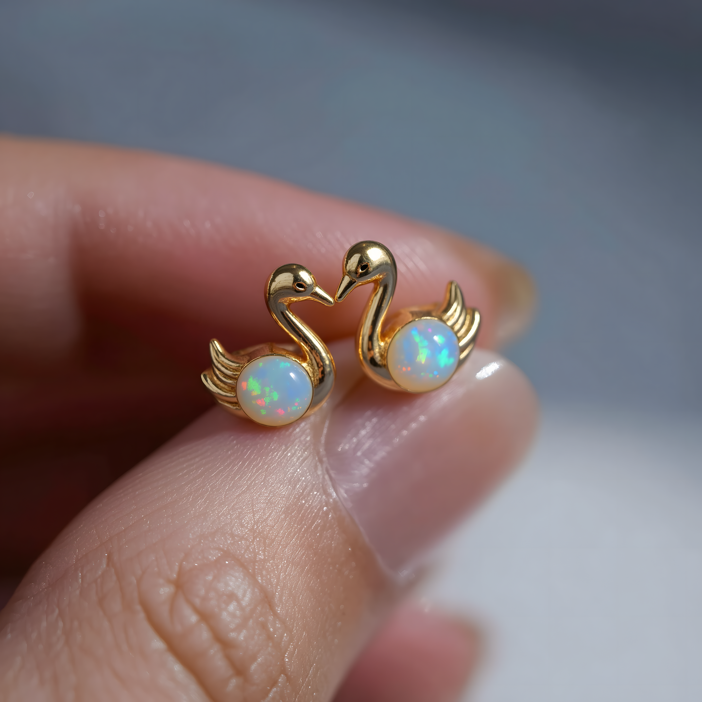 Swan Opal Stud Earrings