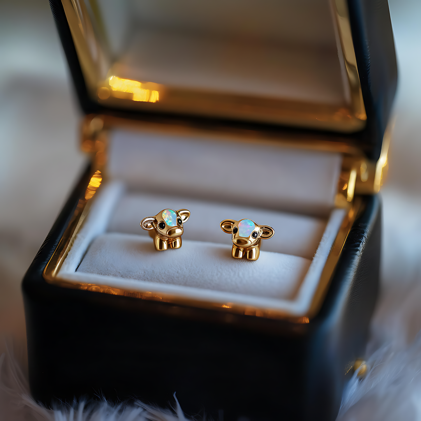 Cow Opal Stud Earrings