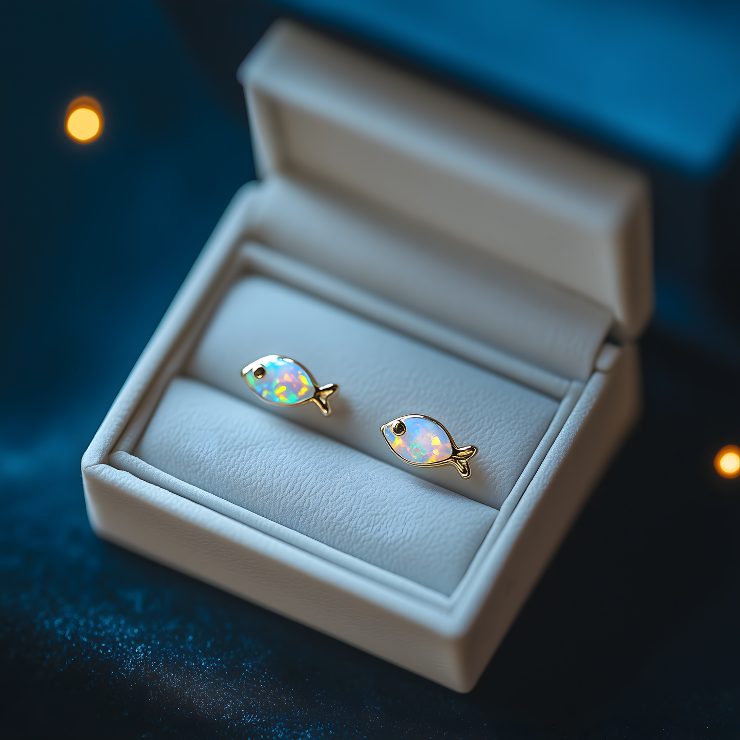 Fish Opal Stud Earrings