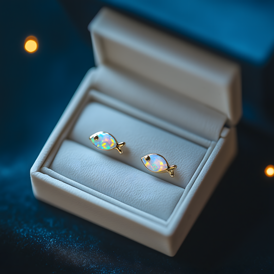 Fish Opal Stud Earrings