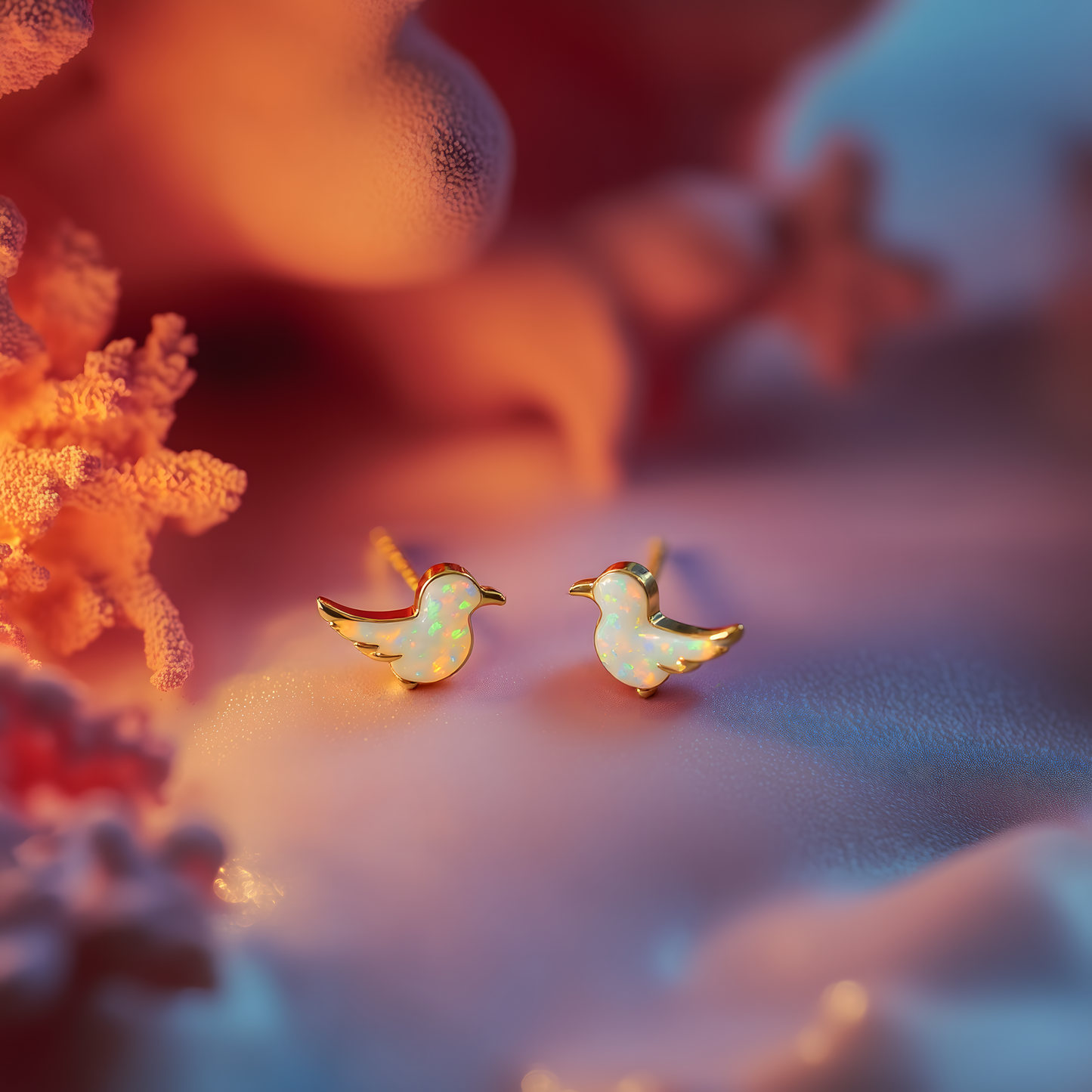 Bird Opal Stud Earrings