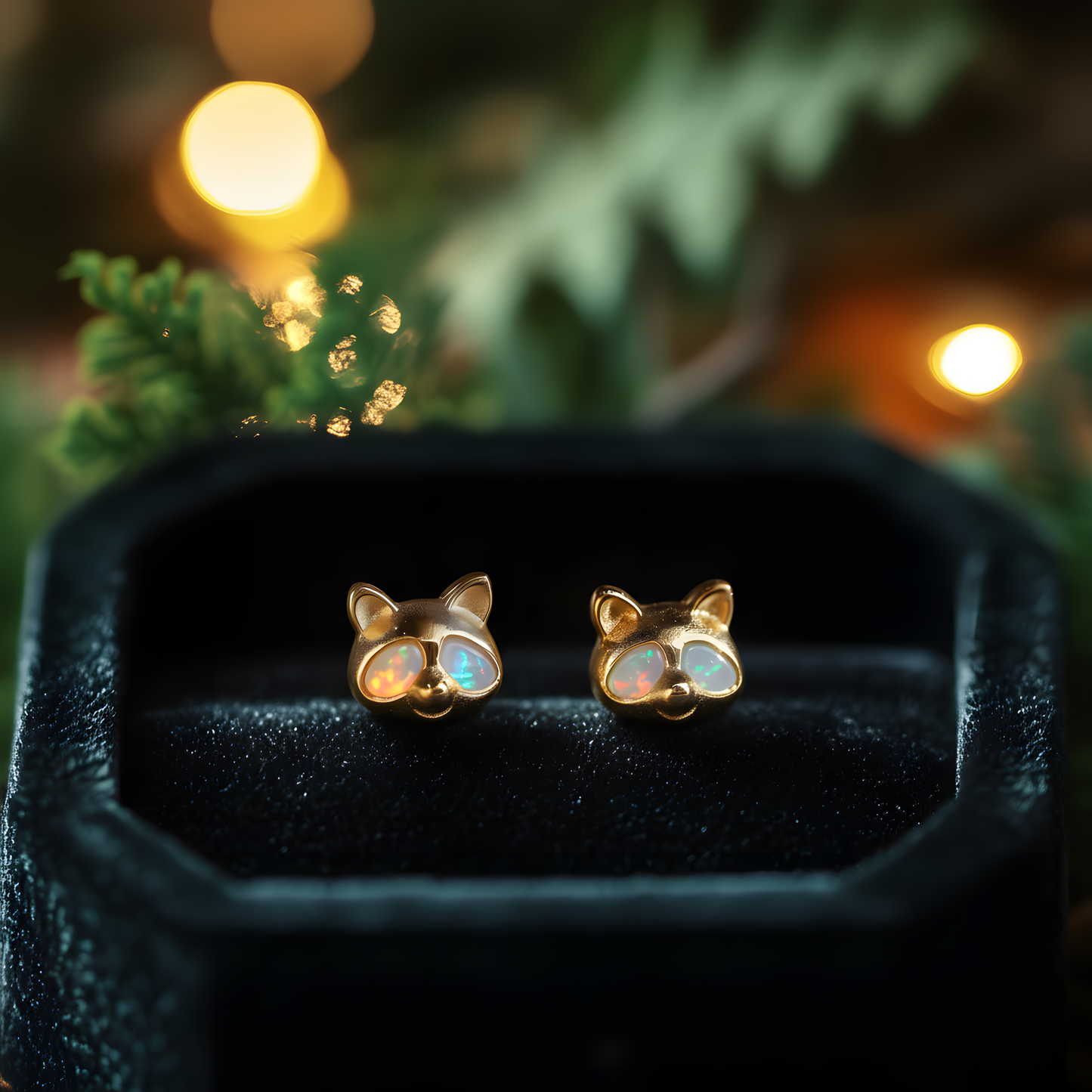 Raccoon Opal Stud Earrings